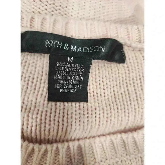 89th & Madison Crochet Knit Sweater Medium Light Pink Crew neck - Picture 6 of 6